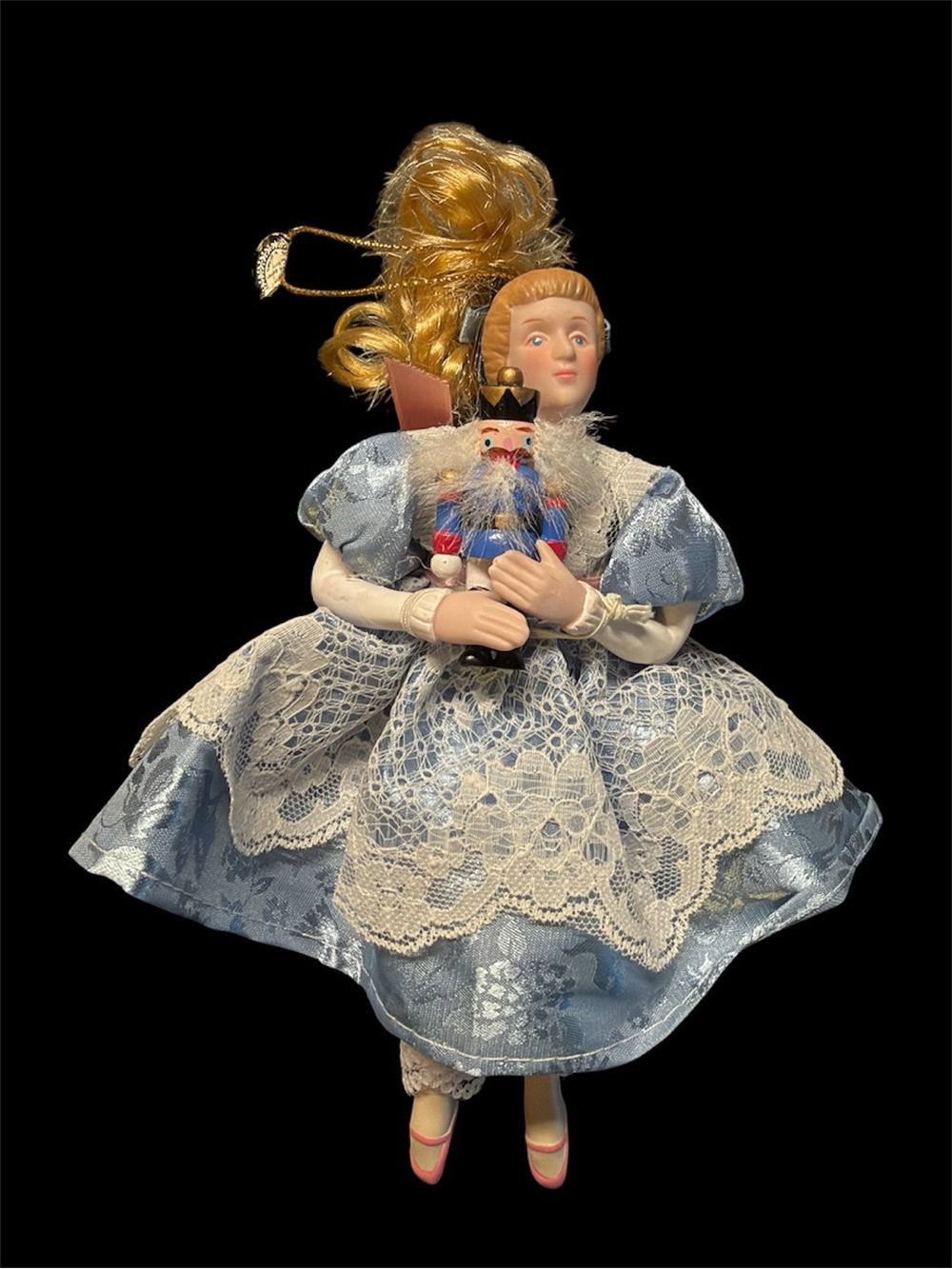 Vintage Smithsonian Institution Clara Nutcracker Porcelain Doll Ornament 8”
